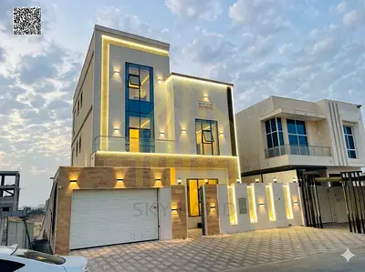 Luxury 7-bedroom villa with a rooftop terrace for sale in Al Bahia, Ajman. Modern design, spacious