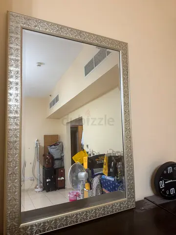 Large Decorative Silver Framed Wall Mirror 42x28 inches