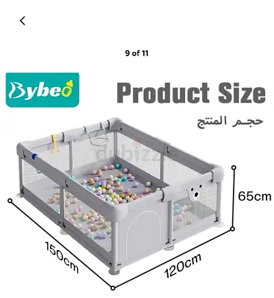 Bybee Baby Playpen / Ball Pit - Large (150x120x65 cm) - Light Grey