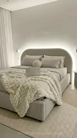 Modern Grey Upholstered Bed Frame with Headboard - Queen