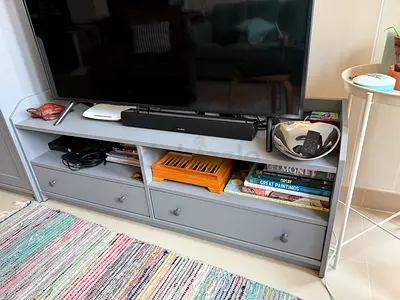HAUGA IKEA Gray TV Entertainment Unit with Drawers - Good Condition