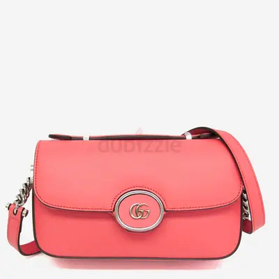 Gucci Double G Leather Shoulder Bag Pink
