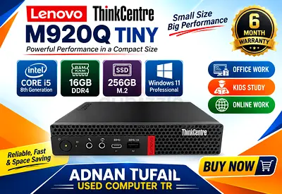 LENOVO THINKCENTER M920Q TINY INTEL CORE i5 8TH GENERATION RAM 16GB DDR4 SSD DRIVE 256GB NVME M2