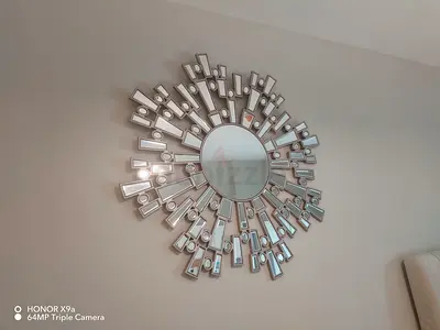 Decorative Sunburst Wall Mirror - Silver Accent
