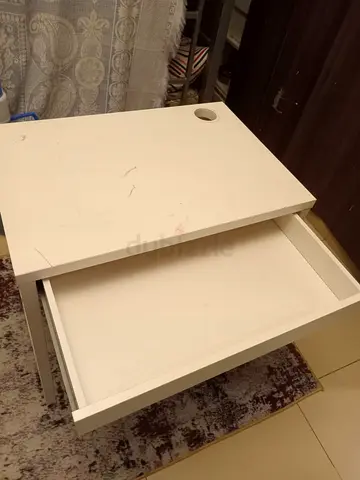 White Laptop/Study Table with Drawer Minimalist Desk