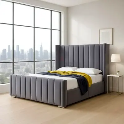 Luxurious Modern Design Bed Set For Sale. 160*200 Queen Size Bed Frame With Mattress