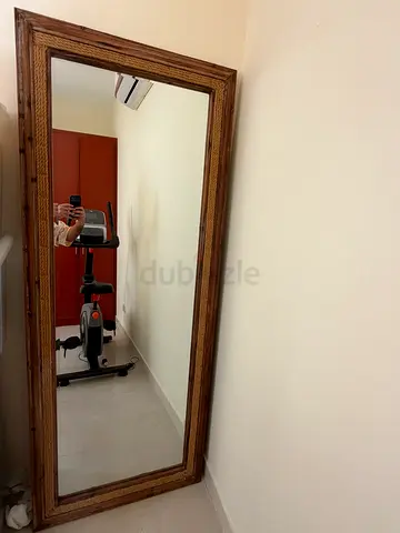 Large Wooden Framed Wall Mirror - Rustic Full-Length