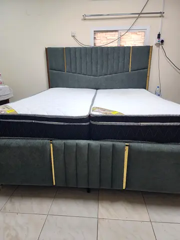 Customised MDF Modern Upholstered Bed Frame with Matching side table and Mattress with 2 years warra