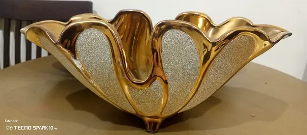 Gold Decorative Centerpiece Bowl - Large Table Ornament
