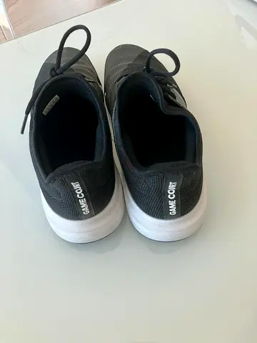 Adidas Gamecourt Tennis Shoes, Black with White Sole