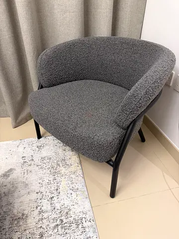 Grey boucle accent chair with metal legs - like new excellent condition!