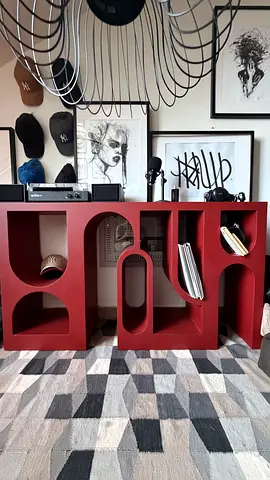 Unique Modular Red Sculptural Console / Storage Unit