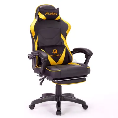 Black Yellow Ergonomic Gaming Office Chair with Footrest