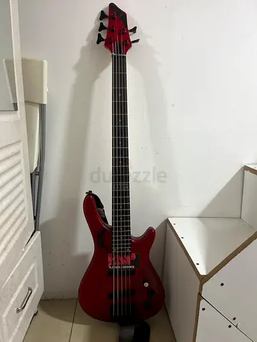 5 String Electric Bass Guitar Red Finish