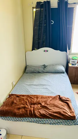 Double White Bed with Mattress For Sale