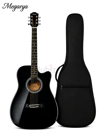 MegArya 41-Inch Black Cutaway Acoustic Guitar with Carry Bag