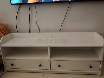 IKEA White TV Stand with Drawers and Open Shelves Good Condition