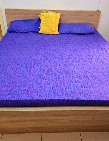 King wooden bed frame with mattress - good condition