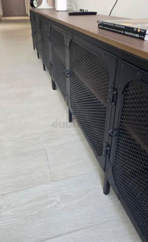 Industrial Black Metal  Wood TV Media Console IKEA FJÄLLBO TV Bench 198cm - Original AED 695