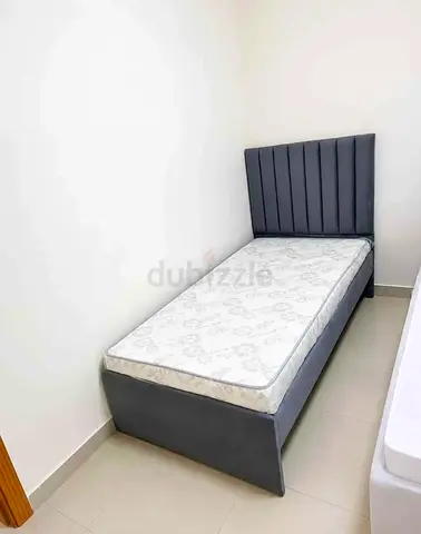 New Single upholstered bed with mattress - grey