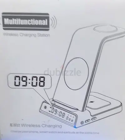 Multifunctional 3-in-1 Wireless Charging Station with Clock (Phone, Watch, Earbuds)