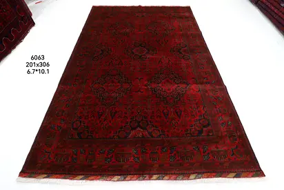 3x2 meter handmade new carpet afghan wool red carpet dark blue touch