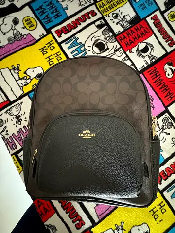 Coach Signature Canvas Leather Backpack — Good Condition