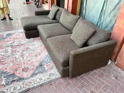 Lounge Deep feather filled CrateBarrel L Shape Sofa Beige