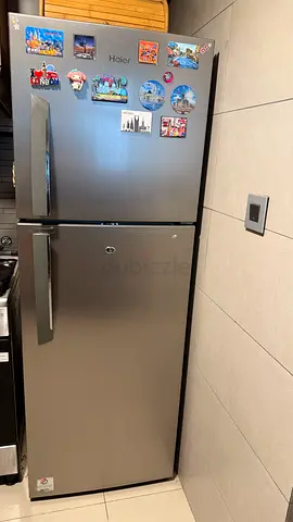Haier Double Door Fridge - Top Freezer, Stainless Steel Finish