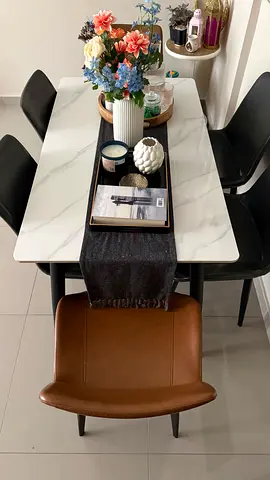 6-Seater Modern Marble-Top Dining Table with Chairs