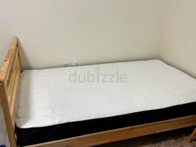 Single wooden bed frame with mattress - good condition