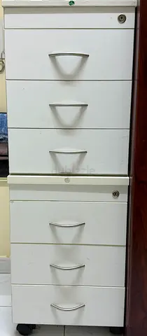 White 2-piece Lockable Mobile Pedestal Drawers (Office/Bedroom)