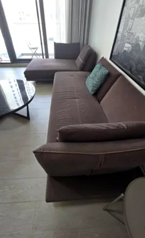 Brown L-Shaped Corner Sofa with Chaise