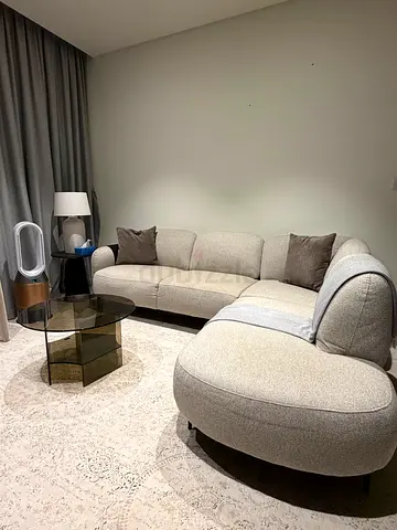 Light Grey Modern Fabric 3-Seater Sofa with Metal Legs