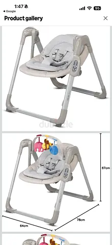 2-in-1 Baby Swing Seat - Light Grey, Foldable, Very Good Condition