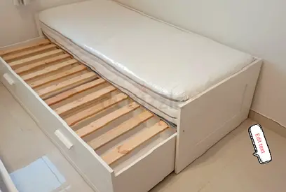 Ikea brimness Day bed frame with 2 big storage drawers underneath and with 2 Ikea mattresses