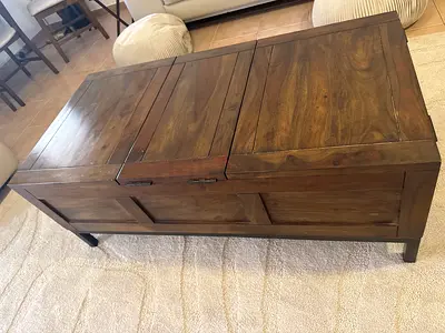 Solid Wood Storage Coffee Table with Lift-Top - Dark Finish