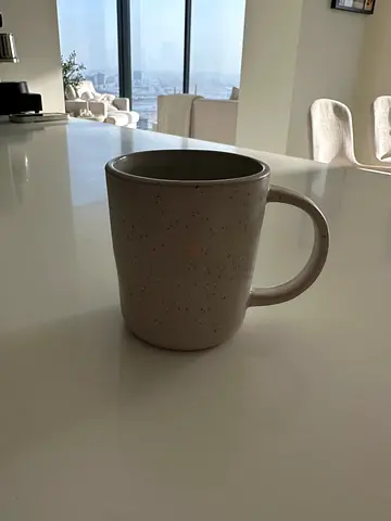 5x Simple ceramic coffee/tea mug - beige speckled - 5 pcs