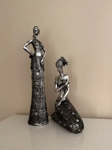 2 Silver Lady Figure Home Decor