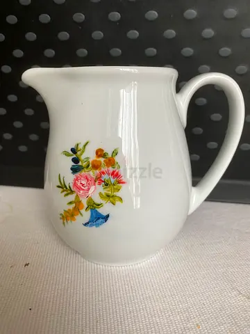 Small White Floral Ceramic Milk Jug / Creamer