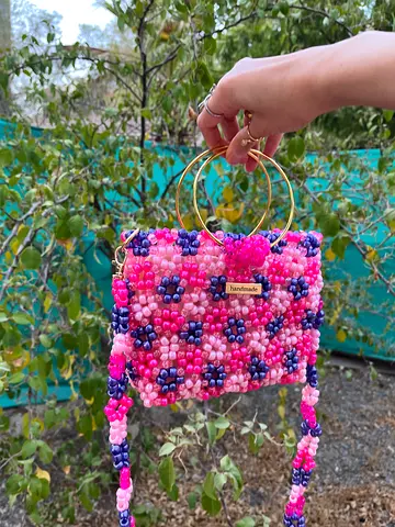 Floral handmade beaded bag