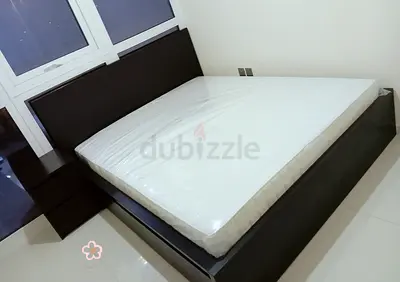 IKEA Malam double bed 140×200cm bed with 2 big storage drawers underneath and with IKEA mattress