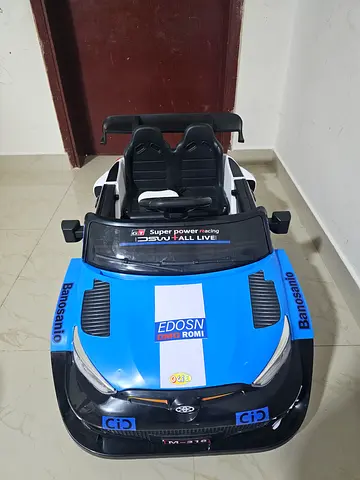 Kids Electric Ride-On Sports Car - 2-Seater, Blue