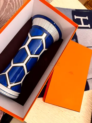 Hermès Bleus d’Ailleurs Porcelain Vase Original Hermès Paris porcelain vase from the Bleus d’Ailleu