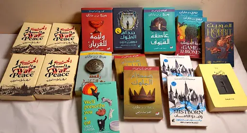 Selection of English and Arabic novels and fantasy books – used set (14 books)