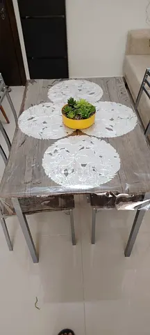4-Seater Wood Top Dining Table with Metal Frame