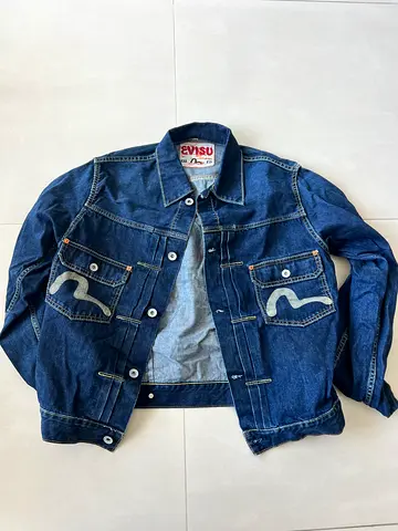 Evisu, Made in Italy, Japanese Dark blue denim jacket - size L (good condition), is closer to size M