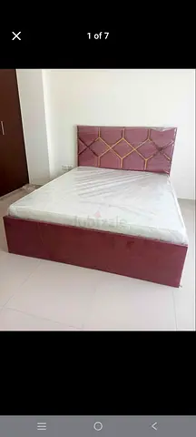 Queen Bed Frame with Upholstered Headboard and Storage Base - Burgundy