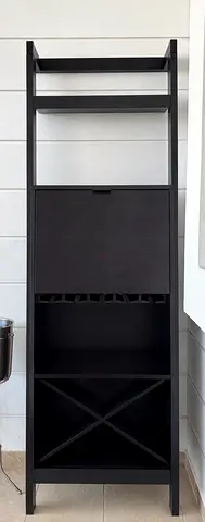 Modern Black Bar Cabinet with Wine Rack and Glass Holders (Crate and Barrel)