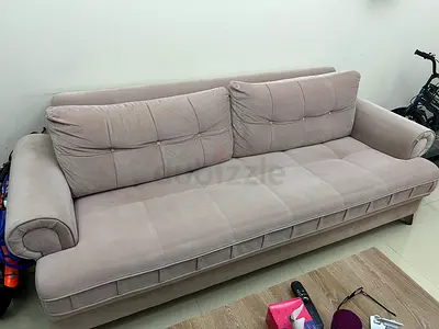 Light beige 3-seater fabric sofa in good condition